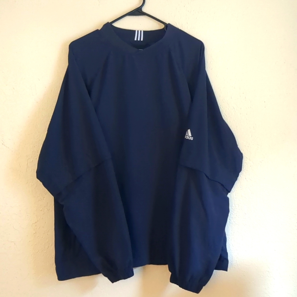 Adidas Windbreaker Clima Proof Wind Navy Blue pullover Large L light jacket EUC